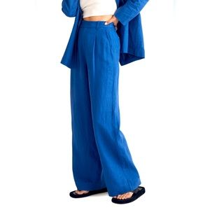 (NWT) Madewell The Harlow Wide Leg Linen Pants Size 8 In Blue! 💙